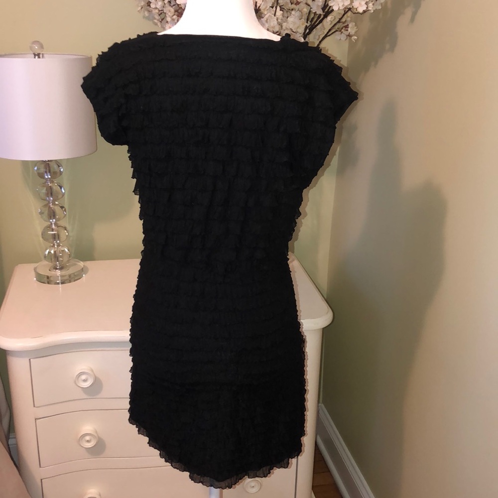 213 By Michelle Kim Black Ruffle Dress Size Small - Picture 4 of 7